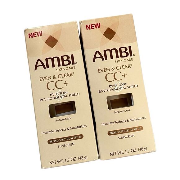 AMBI Skincare Even Clear CC+ Broad Spectrum SPF 30 Sunscreen Medium Dark lot - Picture 1 of 8